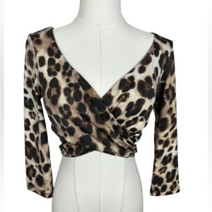 Bebe Animal Print Wrap Crop Top